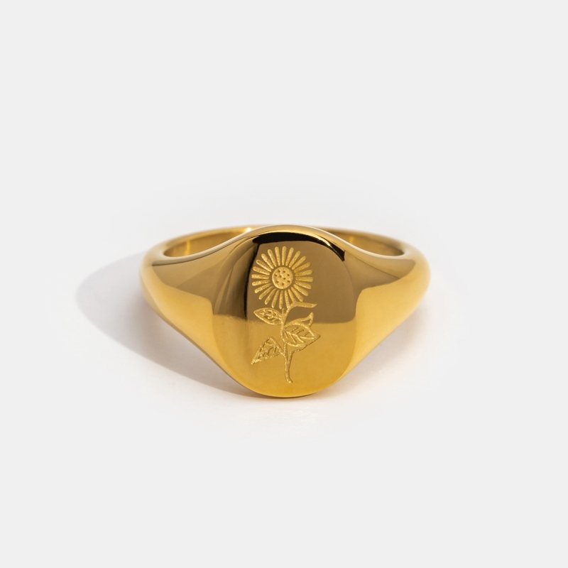 18K Gold Sunflower Ring US 6