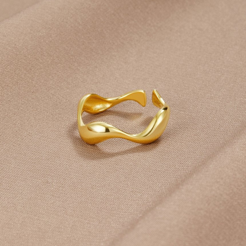925 Sterling Gold Wave Ring – Beautiful Earth Boutique