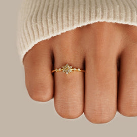 925 Sterling Silver Snowflake Gold Ring - Beautiful Earth Boutique