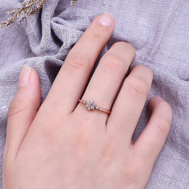 925 Sterling Silver Snowflake Ring Rose Gold - Beautiful Earth Boutique