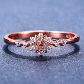 925 Sterling Silver Snowflake Ring Rose Gold - Beautiful Earth Boutique