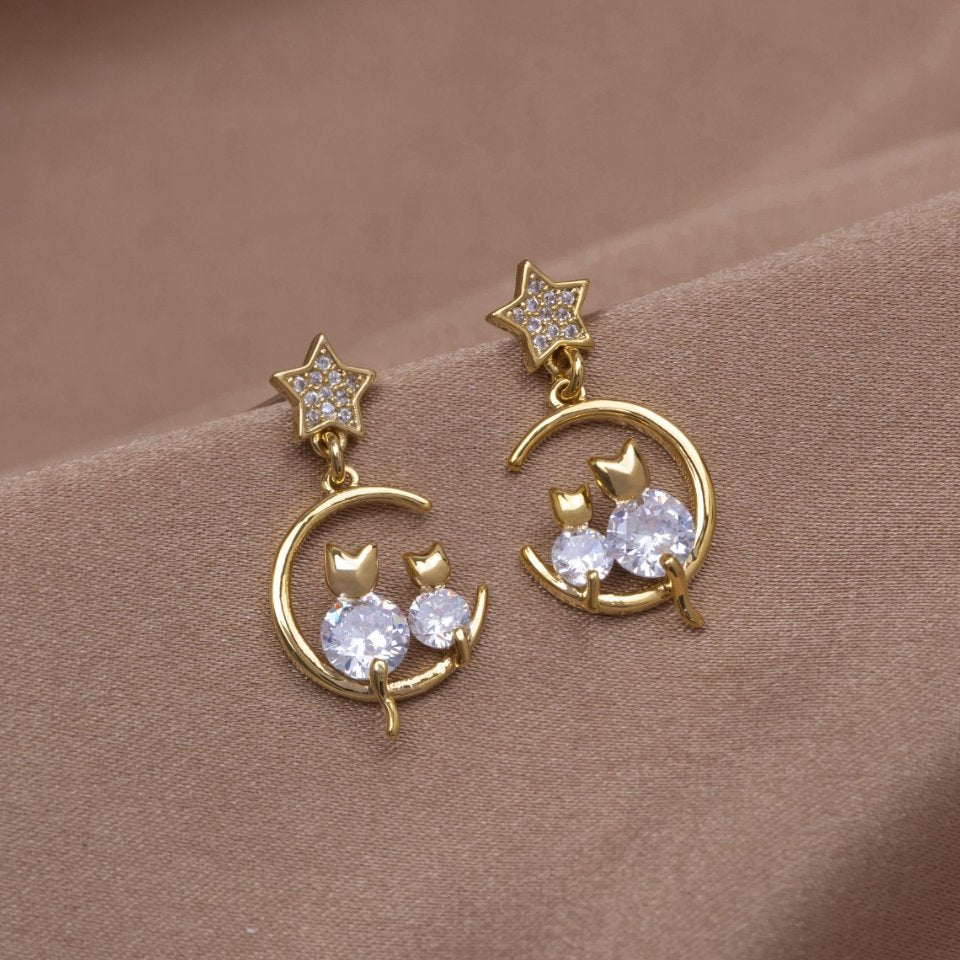 Cat & Moon Earrings – Beautiful Earth Boutique