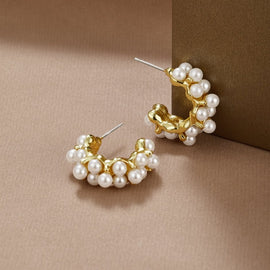 Mini-Pearl Hoop Earrings - Beautiful Earth Boutique