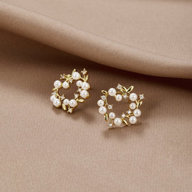Pearl & Crystal Wreath Earrings - Beautiful Earth Boutique