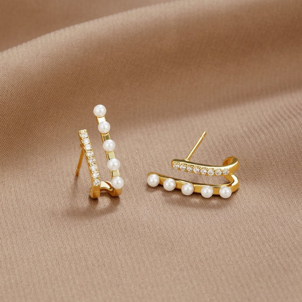 Fish Hook Earrings with Real Freshwater Fireball Pearl in 18K Gold