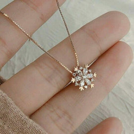 Rose Gold Snowflake Pendant Necklace - Beautiful Earth Boutique