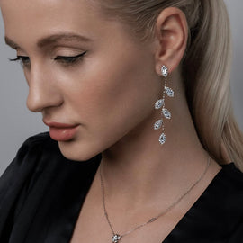 Silver Plated Crystal Vine Earrings - Beautiful Earth Boutique