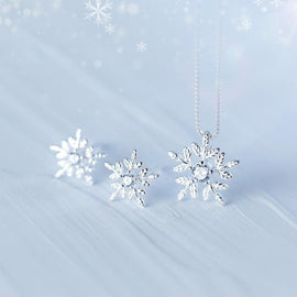 Sterling Silver Snowflake Earrings & Necklace Set - Beautiful Earth Boutique