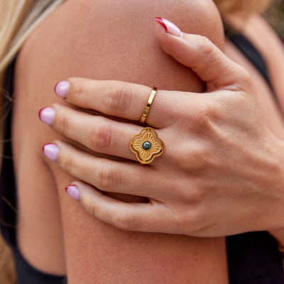 Turquoise Lucky Flower Ring