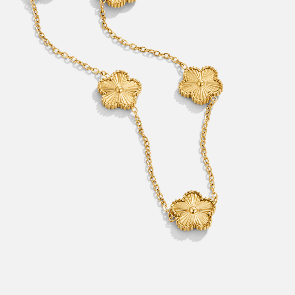 Golden Clover Cluster Necklace