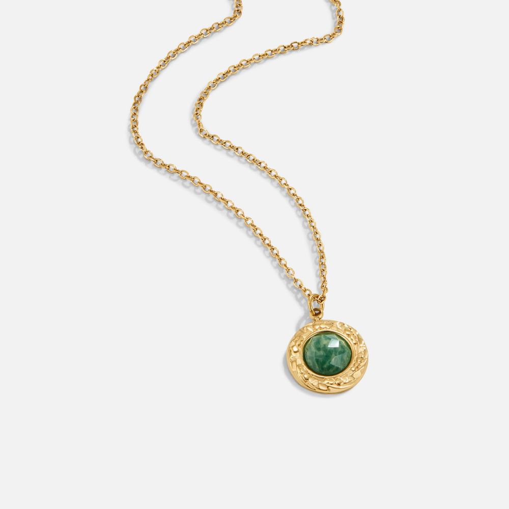 Green Aventurine Coin Necklace