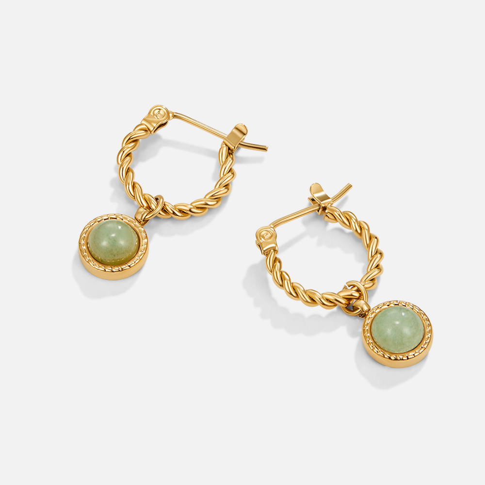 Aventurine Twisted Hoop Earrings