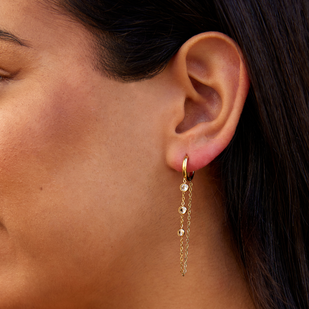 Kira Crystal Drop Hoop Earrings