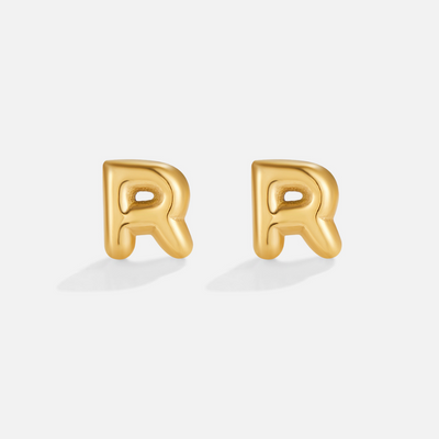 Gold Bubble Letter Earrings