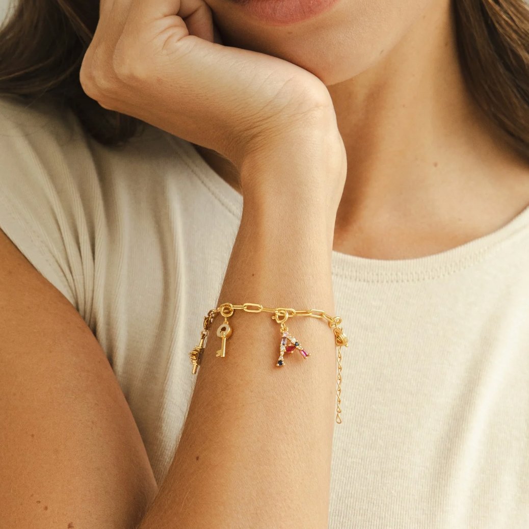 18K Gold Paperclip Charm Bracelet - Beautiful Earth Boutique