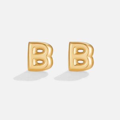 Gold Bubble Letter Earrings