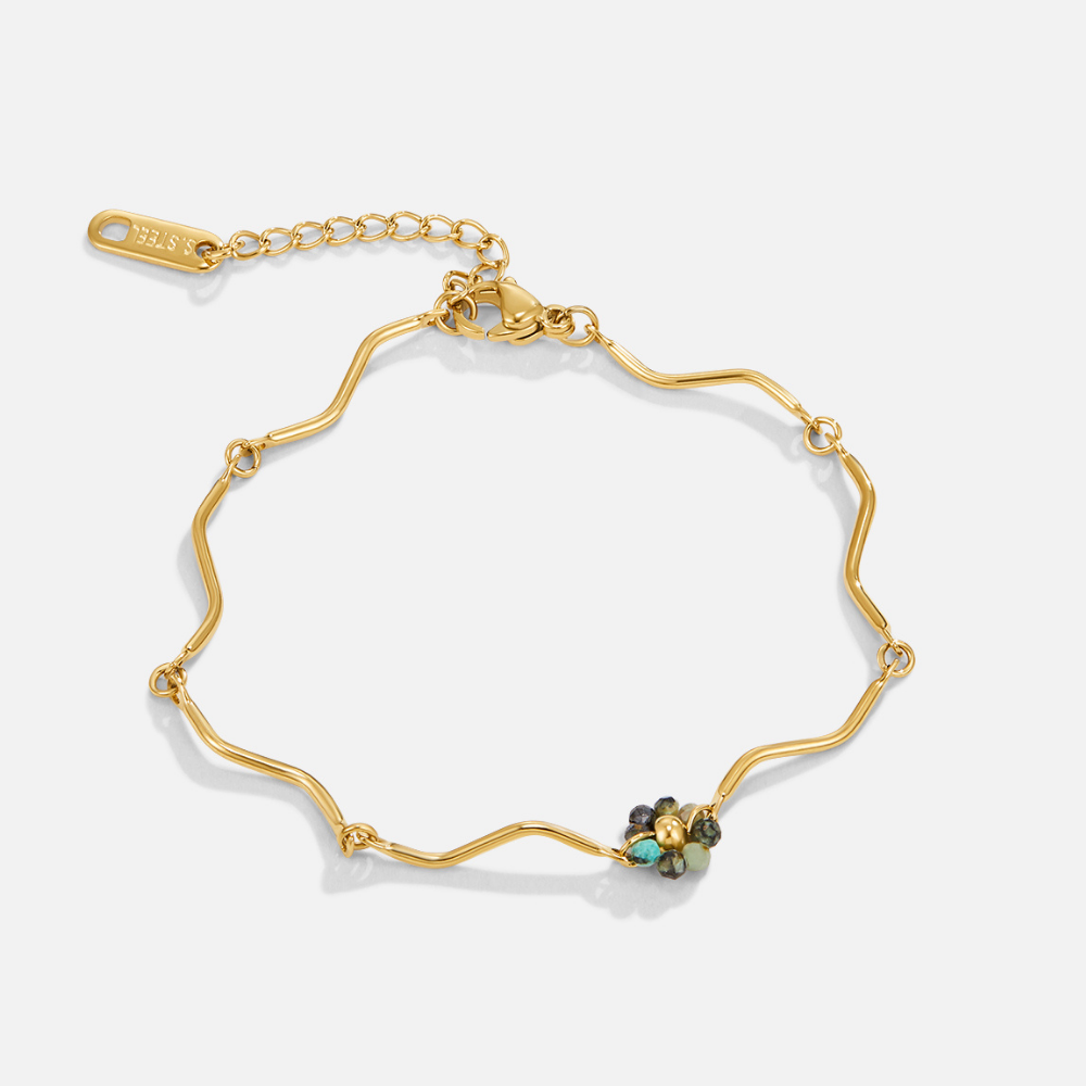 Forest Flower Stone Gold Bracelet