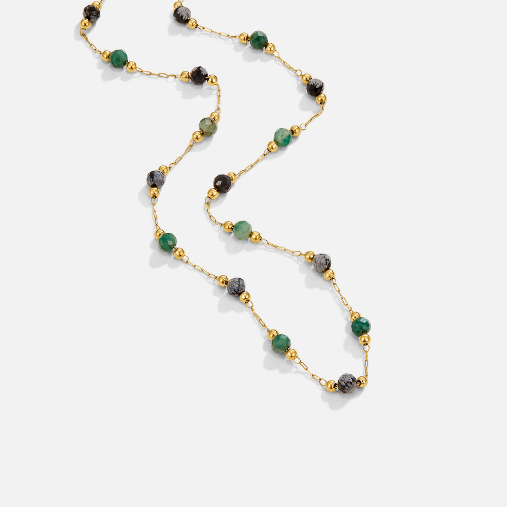 Lulu Forest Beaded Stone Necklace