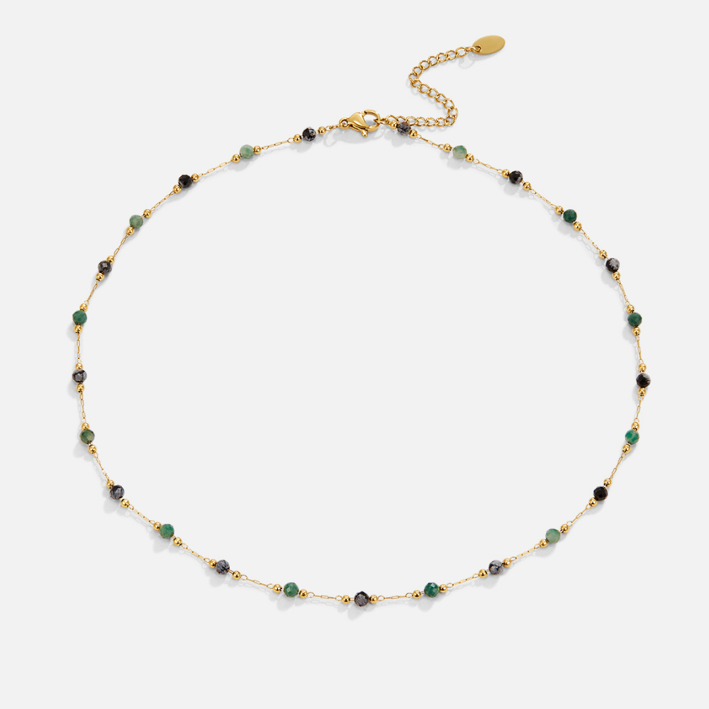 Lulu Forest Beaded Stone Necklace