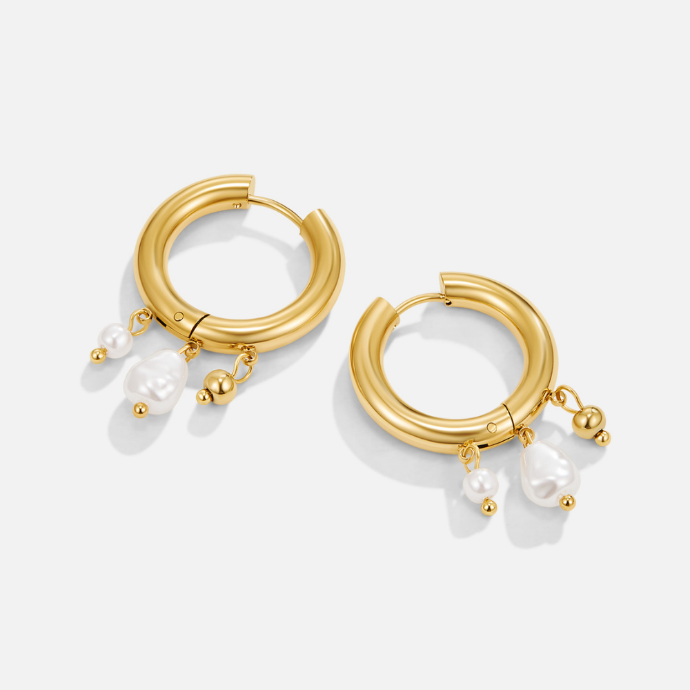 Molly Pearl Drop Hoop Earrings