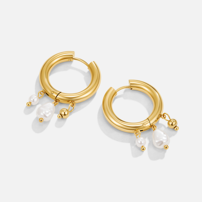 Molly Pearl Drop Hoop Earrings