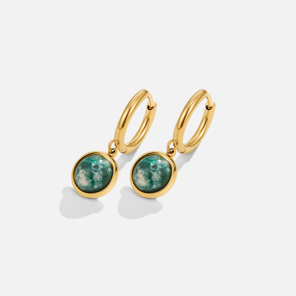 Amelia Green Stone Hoop Earrings