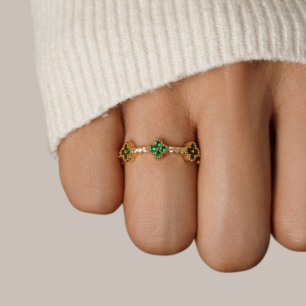 Four Leaf Clover Crystal Ring - Beautiful Earth Boutique
