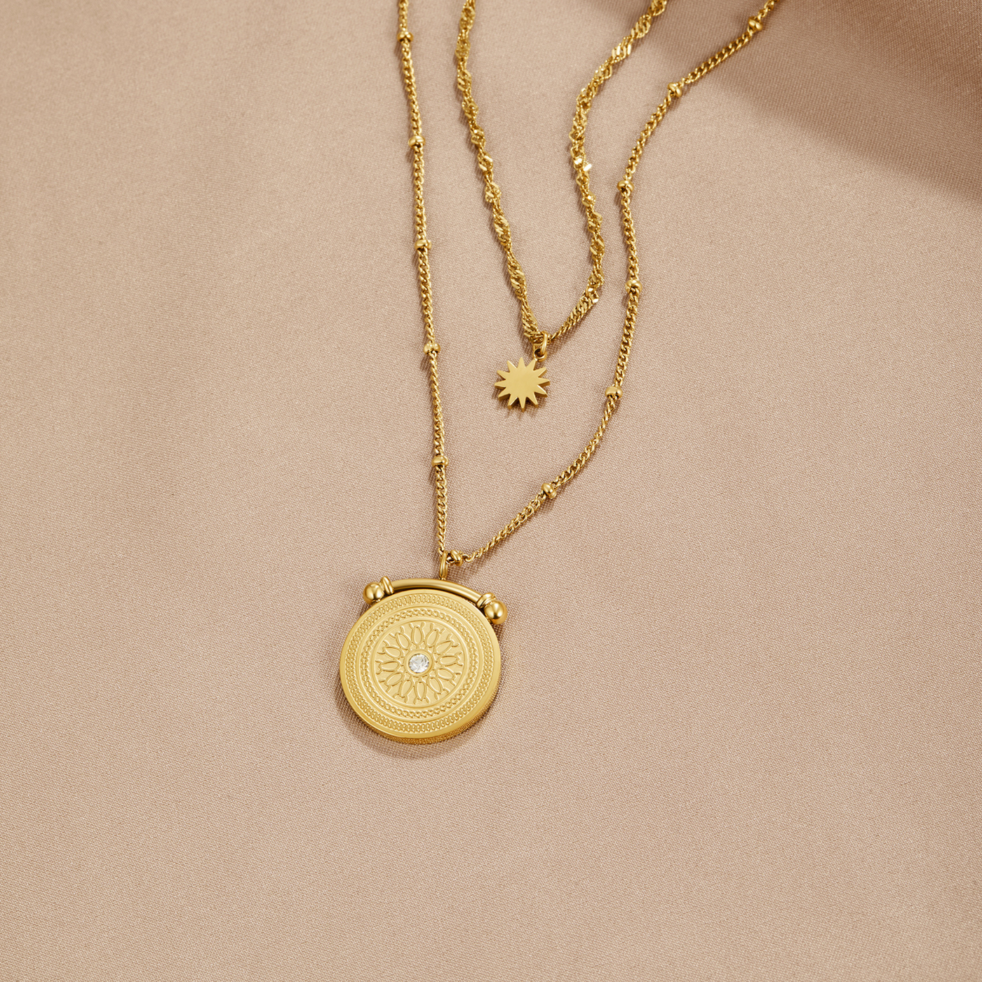 Iris Layered Coin Necklace