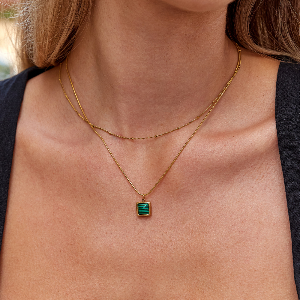 Riva Malachite Green Pendant Necklace