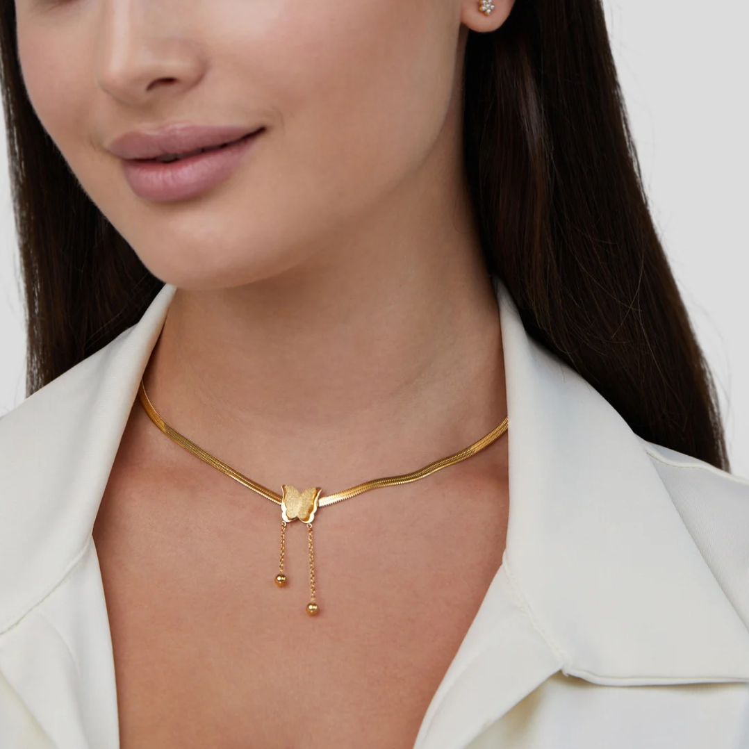 Amelie Gold Butterfly Necklace - Beautiful Earth Boutique
