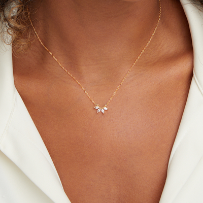 Tiffany Crystal Leaf Pendant Necklace
