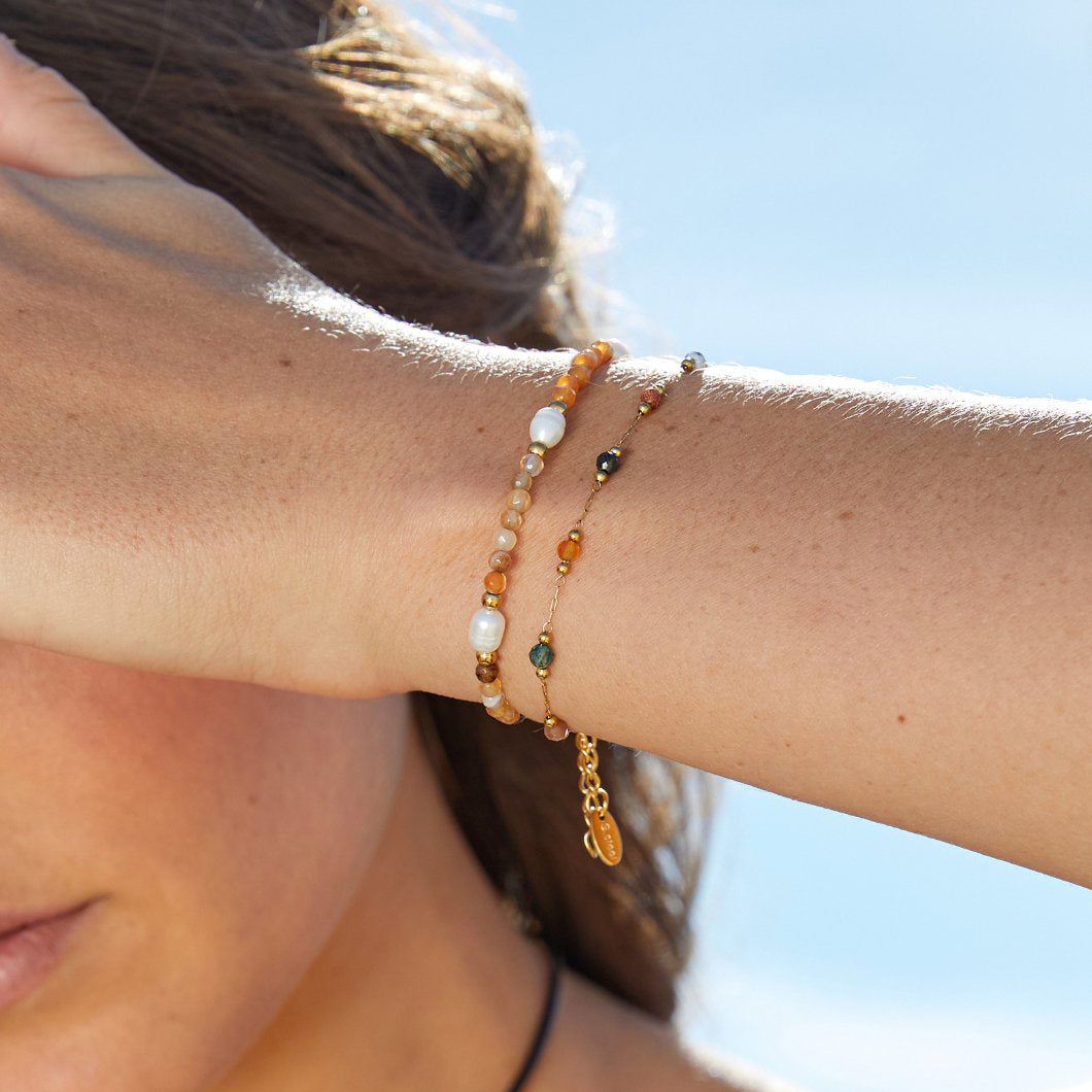 Agate & Pearl Bead Bracelet