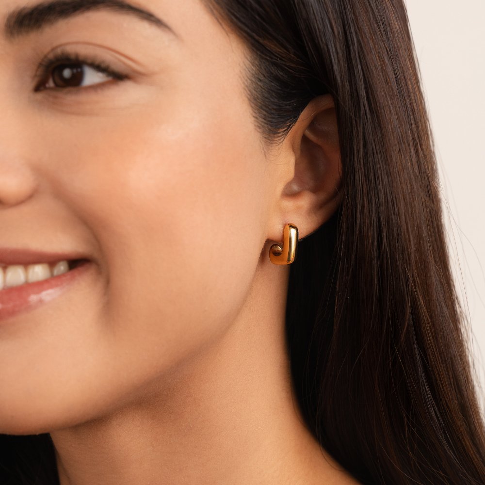 Alice Square Hoop Gold Earrings - Beautiful Earth Boutique