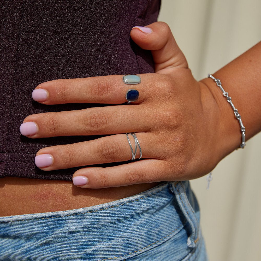 Aquamarine Wrap Silver Ring - Beautiful Earth Boutique