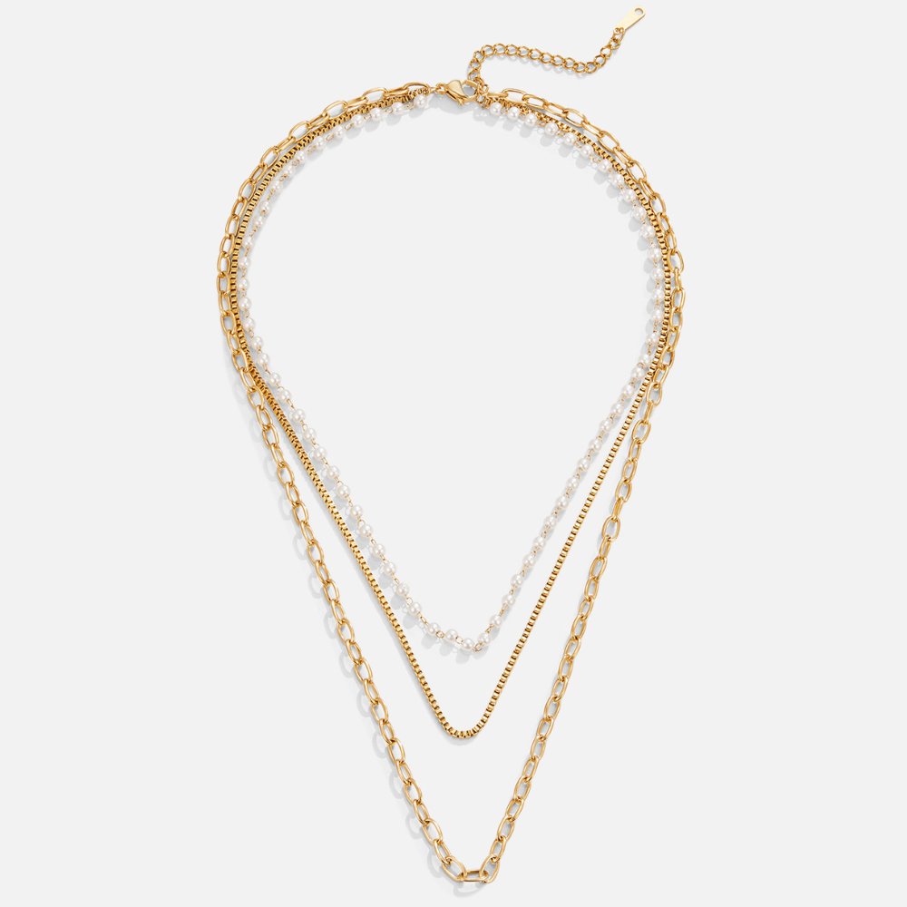 Ariel Triple Chain & Pearl Necklace - Beautiful Earth Boutique