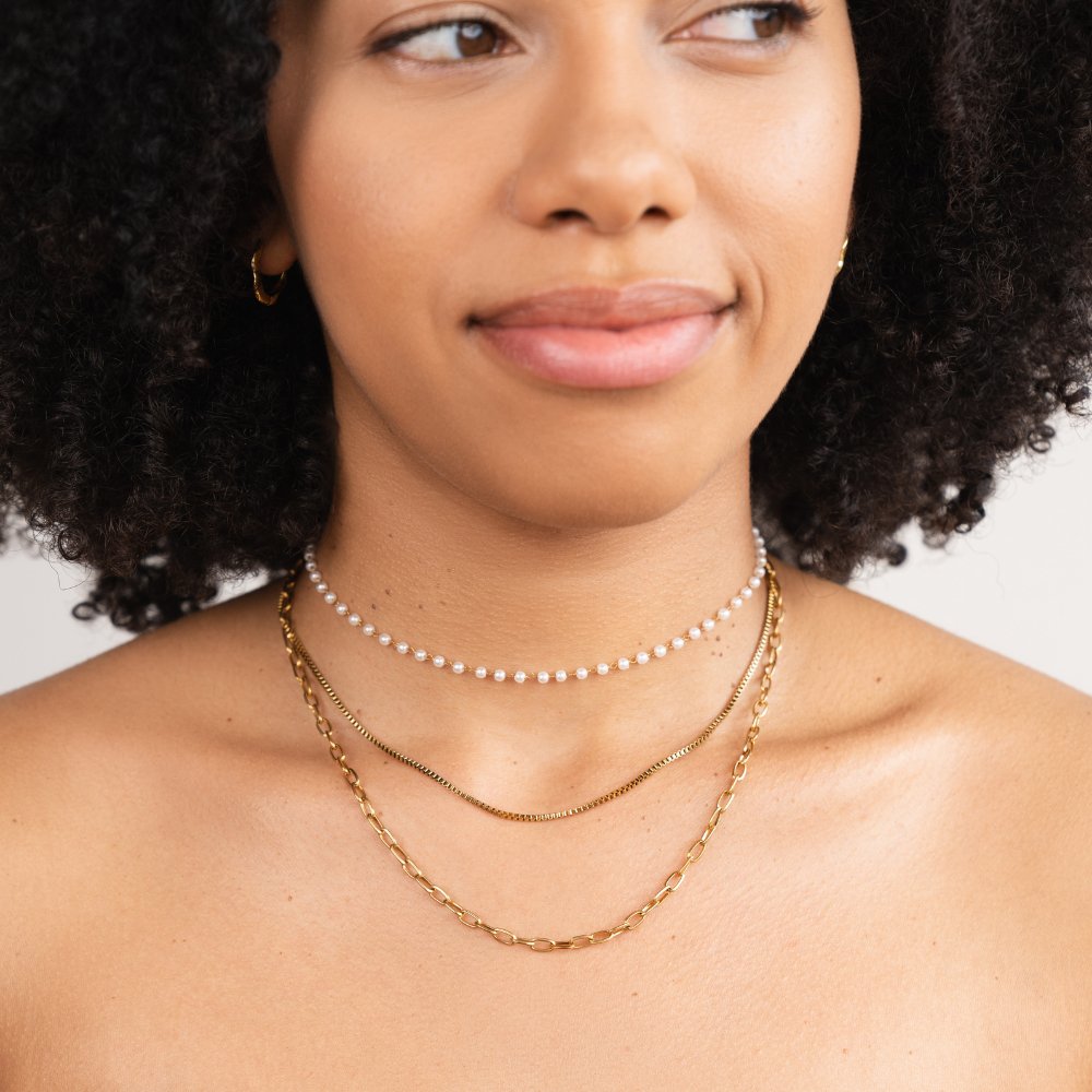 Ariel Triple Chain & Pearl Necklace - Beautiful Earth Boutique