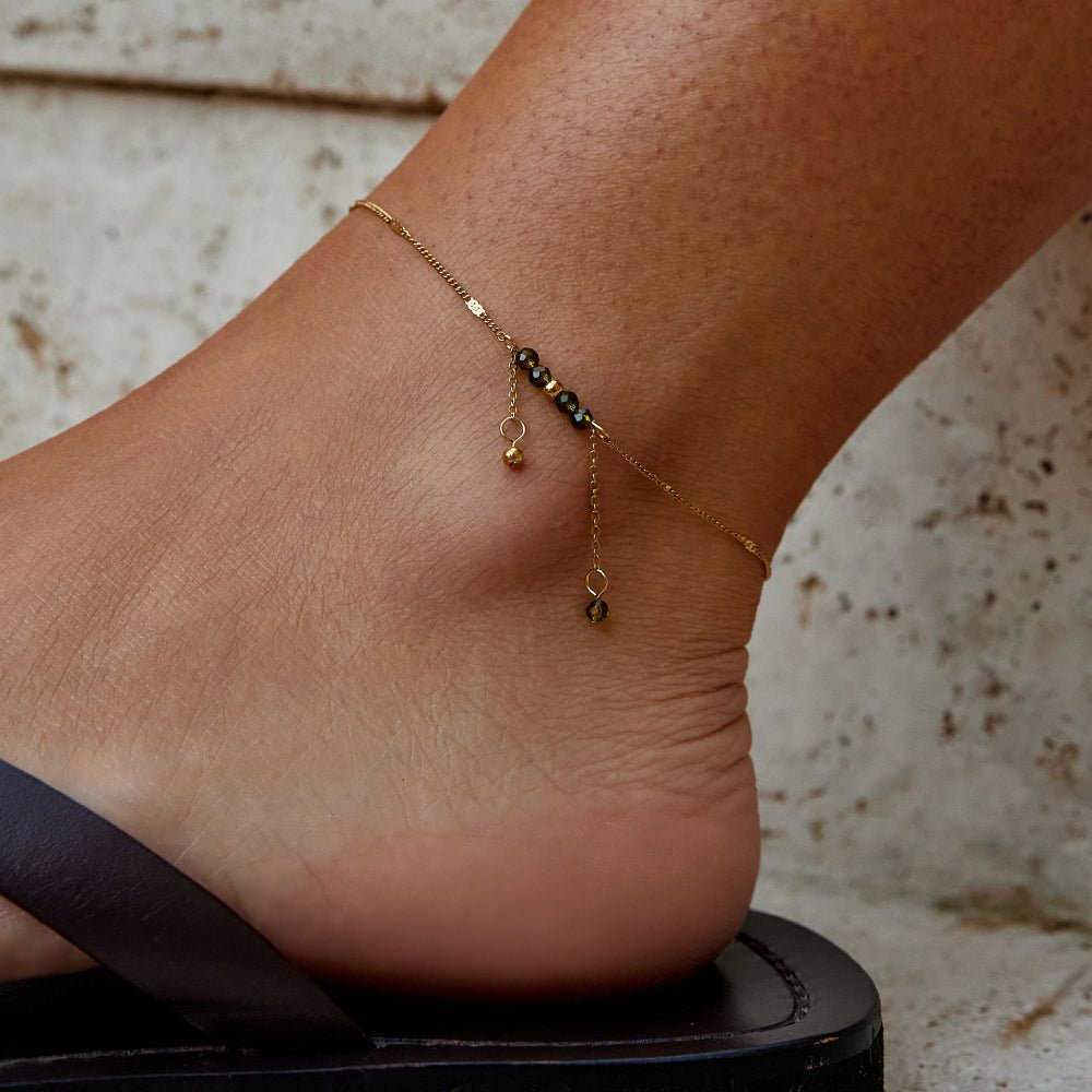 Arizona Green Bead Tassel Anklet - Beautiful Earth Boutique
