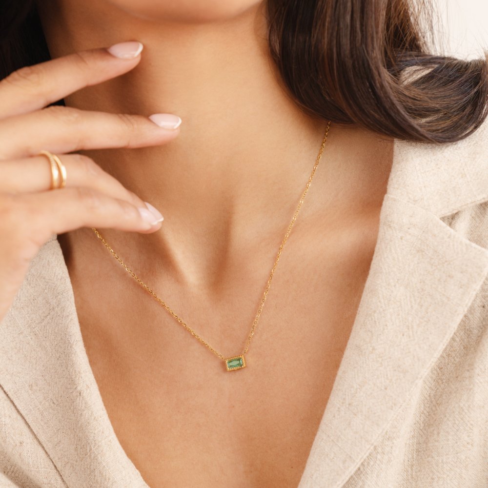 Baguette Birthstone Necklace - Beautiful Earth Boutique