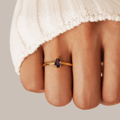 Birthstone Teardrop Ring - Beautiful Earth Boutique