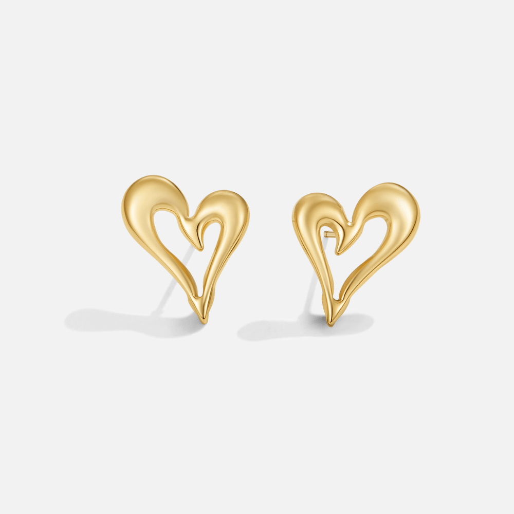 Celine Gold Heart Stud Earrings - Beautiful Earth Boutique