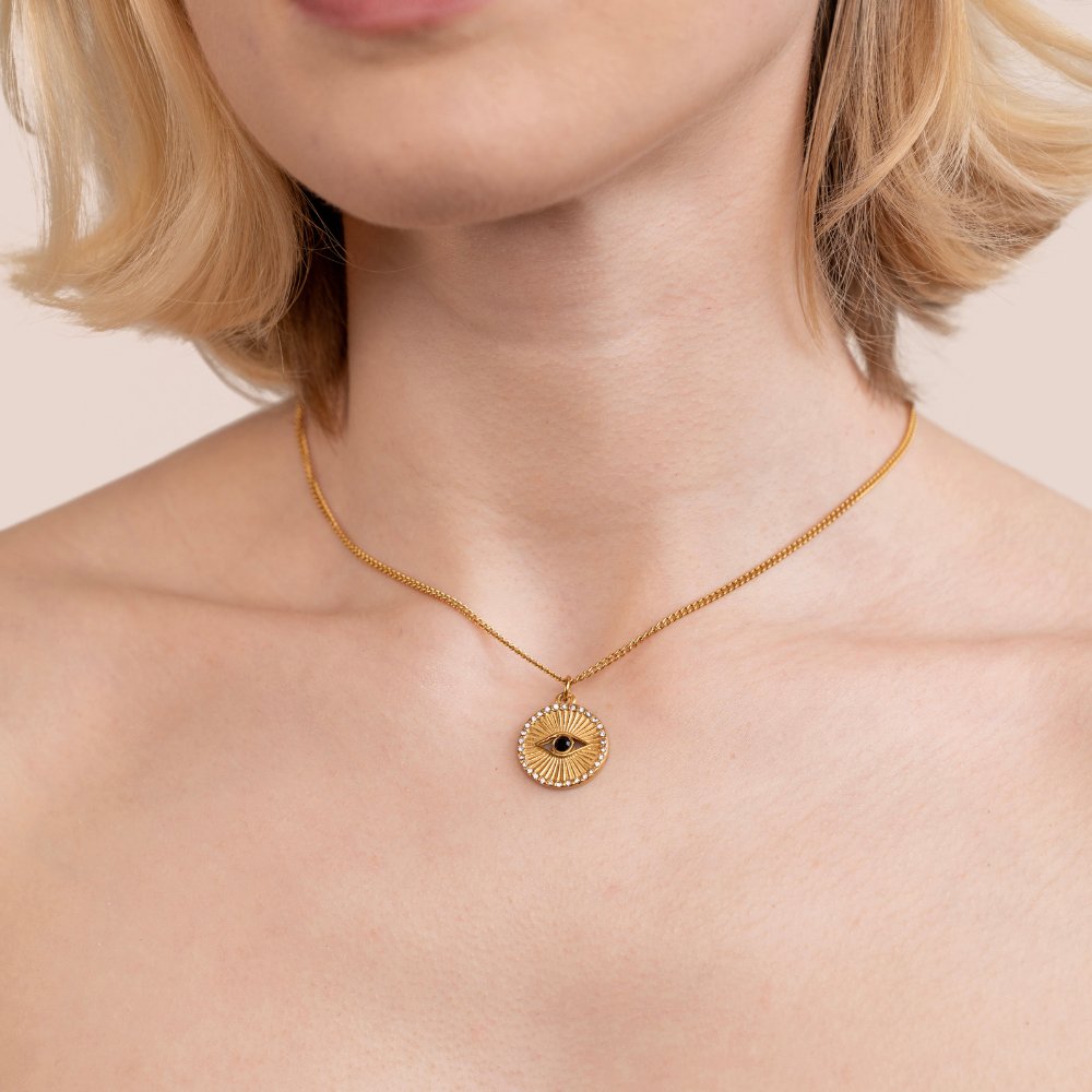 Crystal Eye Coin Necklace - Beautiful Earth Boutique