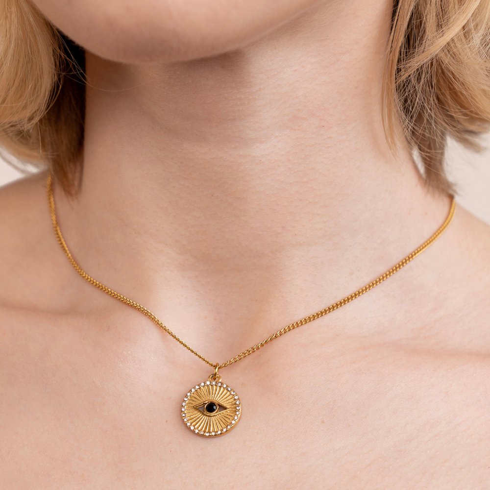 Crystal Eye Coin Necklace - Beautiful Earth Boutique