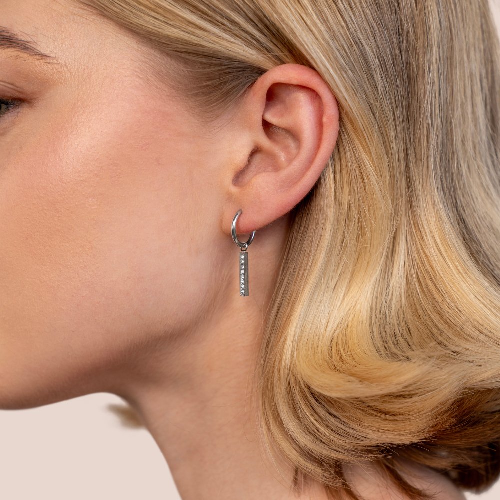 Dana Crystal Bar Hoop Earrings - Beautiful Earth Boutique
