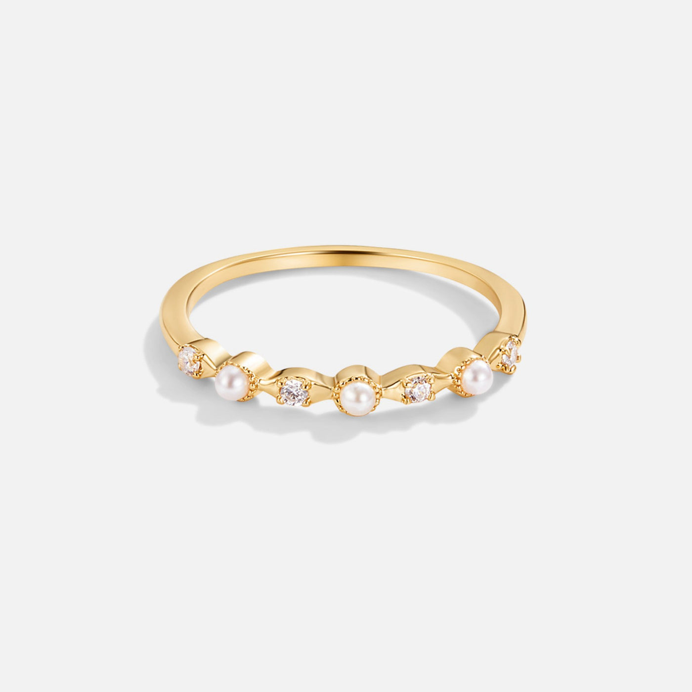 Elsa Pearl & Crystal Gold Ring