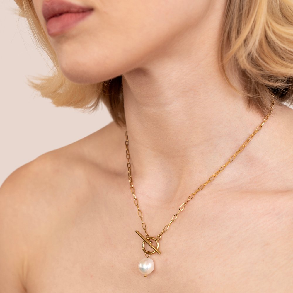 Eva Freshwater Pearl Gold Necklace - Beautiful Earth Boutique