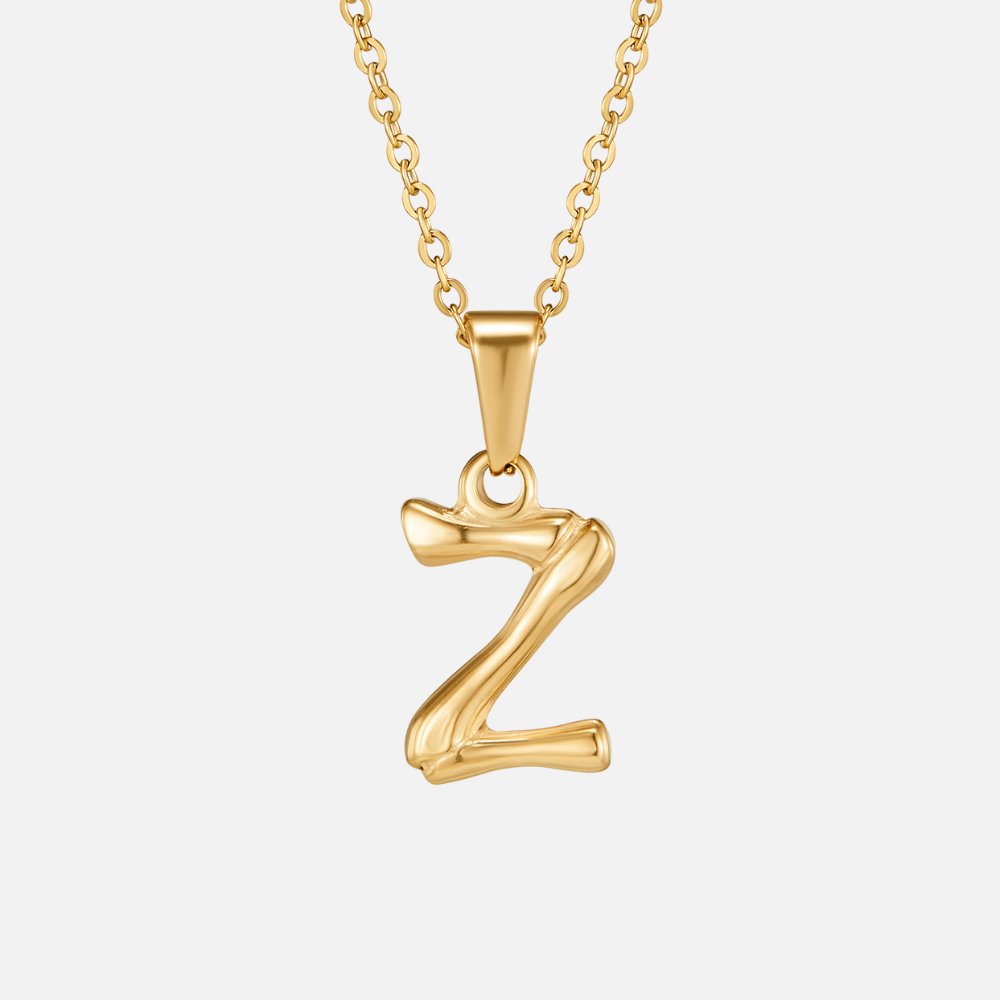 Golden Bamboo Letter Pendant Necklace - Beautiful Earth Boutique