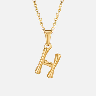 Golden Bamboo Letter Pendant Necklace - Beautiful Earth Boutique