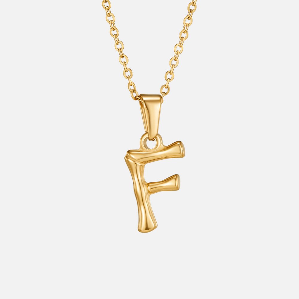 Golden Bamboo Letter Pendant Necklace - Beautiful Earth Boutique