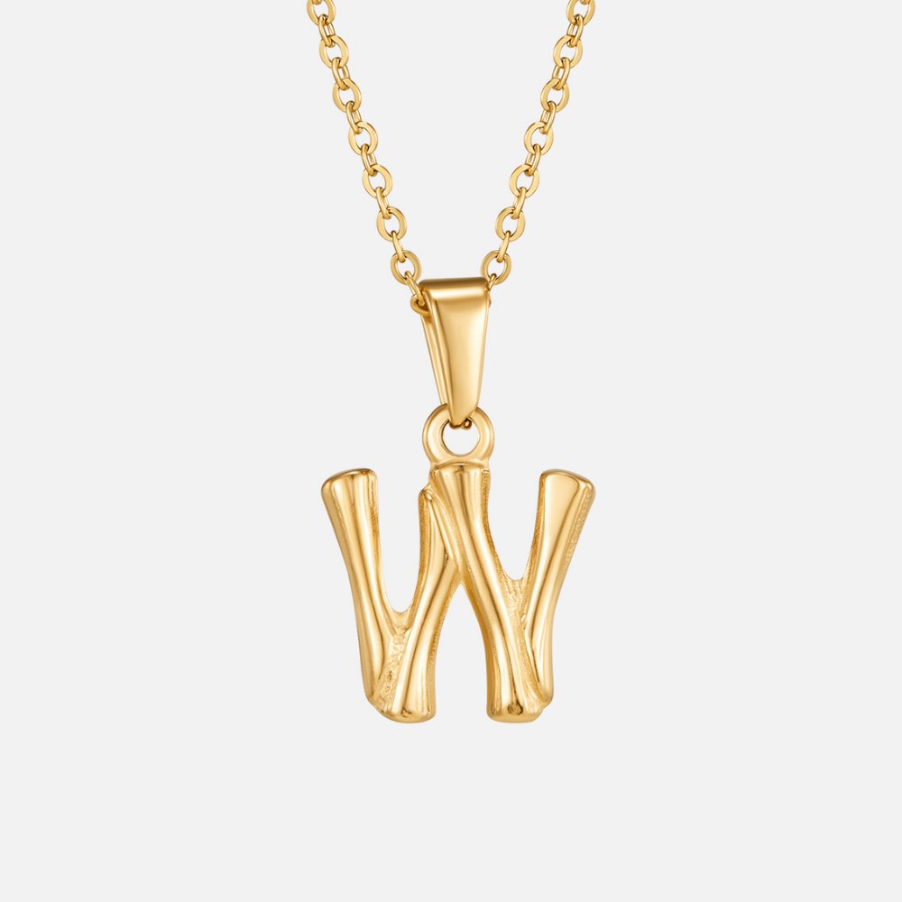 Golden Bamboo Letter Pendant Necklace - Beautiful Earth Boutique