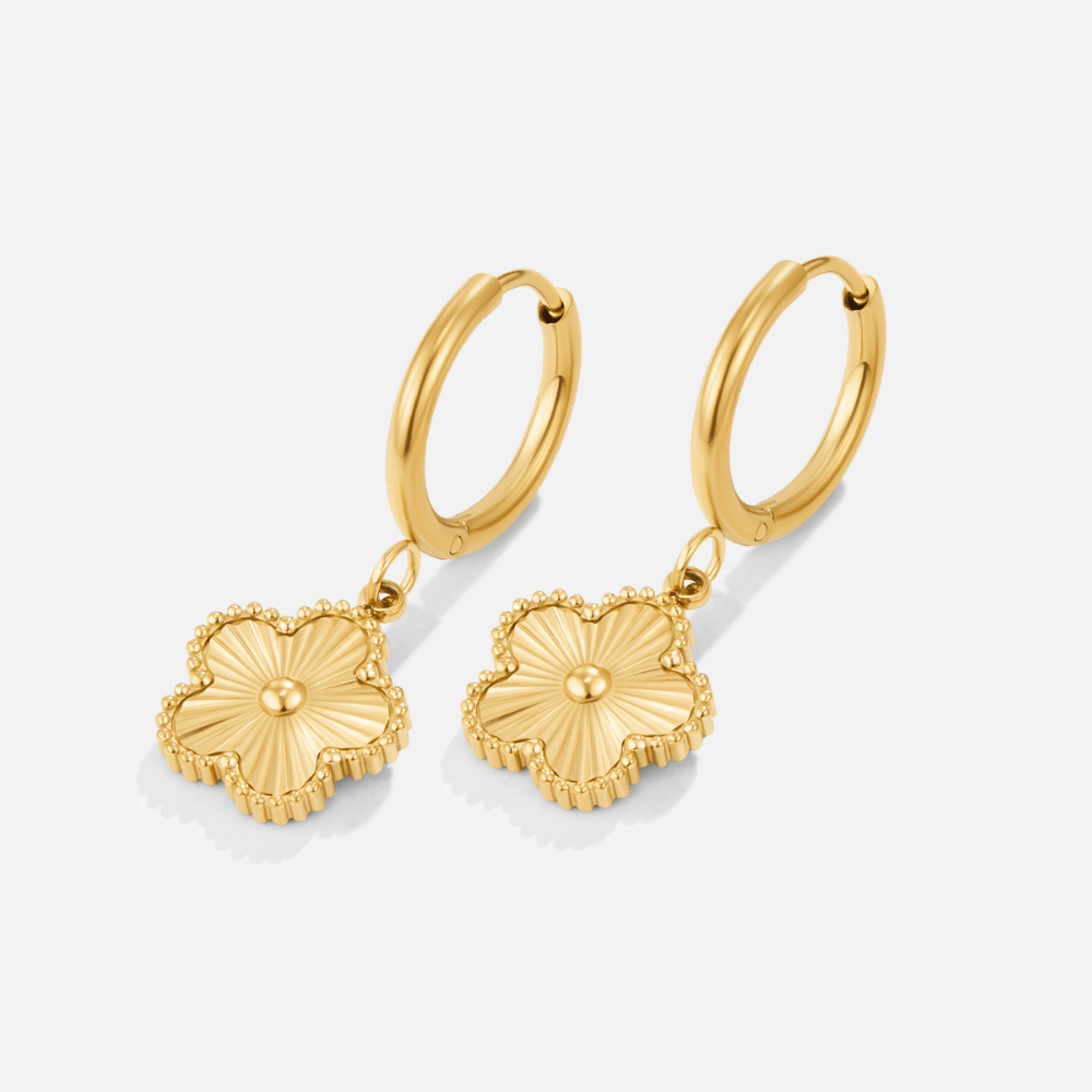 Golden Clover Hoop Earrings - Beautiful Earth Boutique